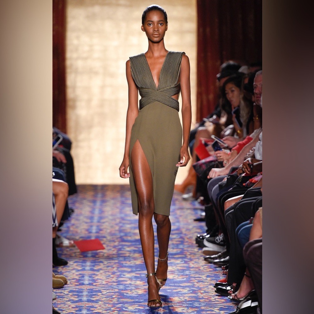 • BRANDON MAXWELL SS17 DESIGNER GREEN MIDI DRESS •
